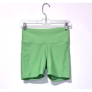 Athleta Interval Stash 5" Short Womens S Green Pocket Drawstring Logo